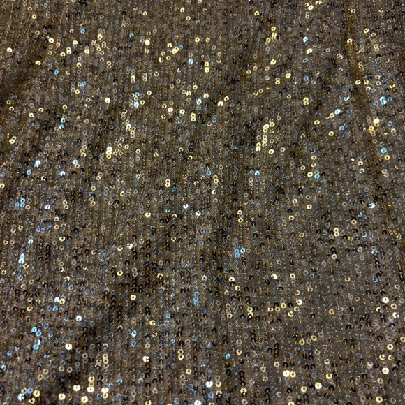 H&M festive cream flounce-trimmed sequined long sleeve mini dress NWT - Picture 3 of 10